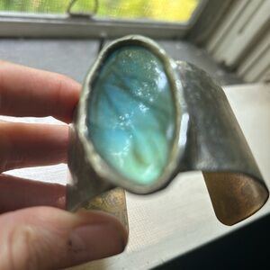 Mikal Winn large Labradorite Silver and Bronze Women's Cuff Bracelet